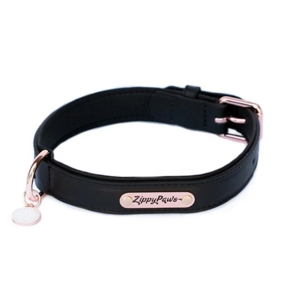 ZippyPaws Legacy Collection Dog Collar Black Leather